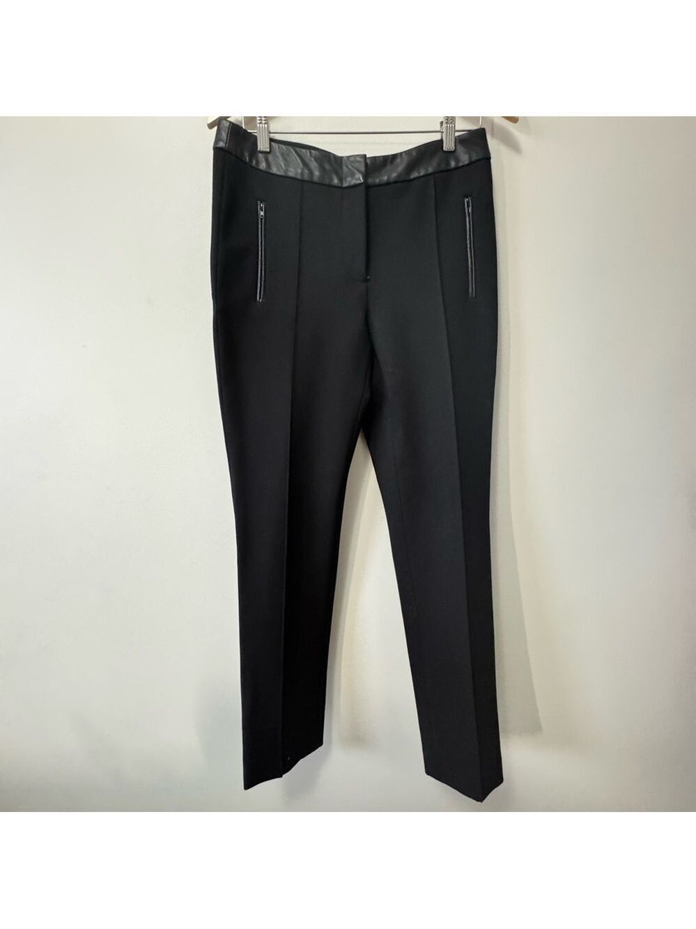 Danier Canada Black Trousers with Leather Accents